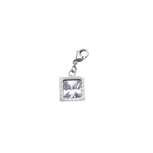 Breloque argentée "diamant carré"